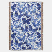 Butterfly Watercolor Blue Pattern Decke (Vorderseite Vertikal)