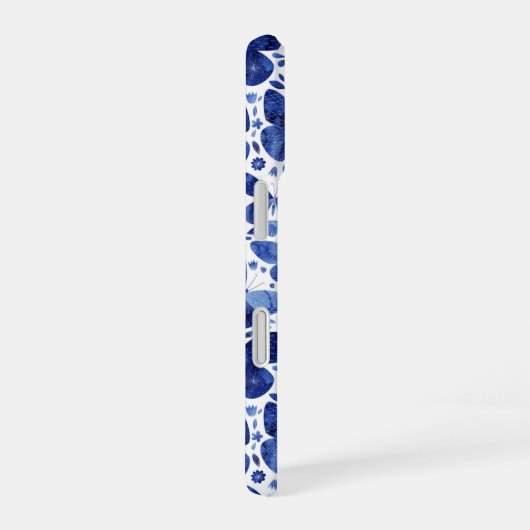 Butterfly Watercolor Blue Pattern iPhone 16 Hülle (Rechte Seite)