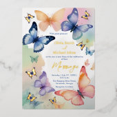 Butterfly Watercolor Gold-Folie Einladung (Vorderseite)