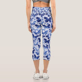 Butterfly Watercolor Indigo Blue Capri Leggings (Rückseite)