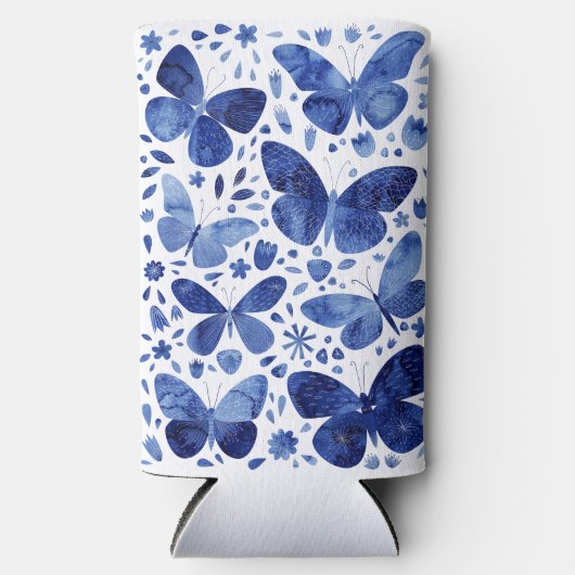 Butterfly Watercolor Indigo Blue Selters Dosenkühler (Vorderseite)