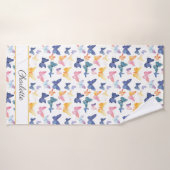 Butterfly Watercolor Individuelle Name Badehandtuch (Badehandtuch)