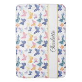 Butterfly Watercolor Individuelle Name Badematte (Vorderseite Vertikal)
