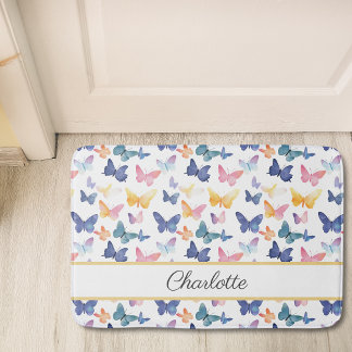 Butterfly Watercolor Individuelle Name Badematte