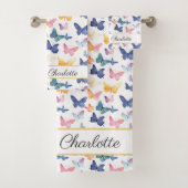 Butterfly Watercolor Individuelle Name Badhandtuch Set (Insitu)
