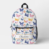 Butterfly Watercolor Individuelle Name Bedruckter Rucksack (Vorderseite)