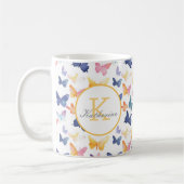 Butterfly Watercolor Individuelle Name Kaffeetasse (Links)