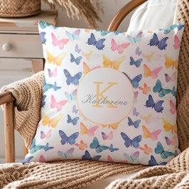 Butterfly Watercolor Individuelle Name Kissen