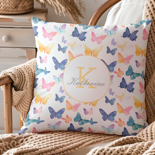 Butterfly Watercolor Individuelle Name Kissen