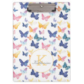 Butterfly Watercolor Individuelle Name Klemmbrett (Vorderseite)