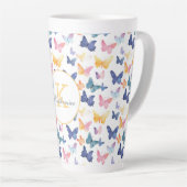 Butterfly Watercolor Individuelle Name Milchtasse (Rechte Ecke)
