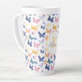 Butterfly Watercolor Individuelle Name Milchtasse (Linke Ecke)
