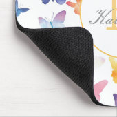 Butterfly Watercolor Individuelle Name Mousepad (Ecke)
