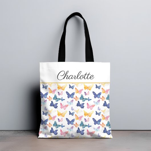 Butterfly Watercolor Individuelle Name Tasche