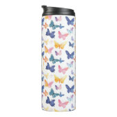 Butterfly Watercolor Individuelle Name Thermosbecher (Nach rechts gedreht)
