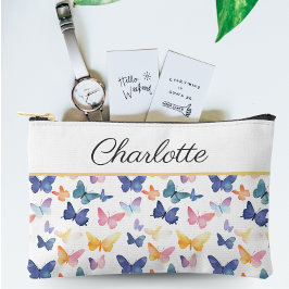 Butterfly Watercolor Individuelle Name Zubehörtasche
