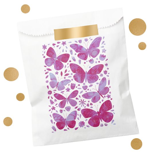 Butterfly Watercolor Magenta Hot Pink Geschenktütchen