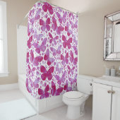 Butterfly Watercolor Magenta Pink Duschvorhang (Beispiel)
