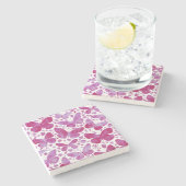 Butterfly Watercolor Magenta Pink Steinuntersetzer (Seitenansicht)