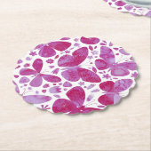 Butterfly Watercolor Magenta Pink Untersetzer (angewinkelt)