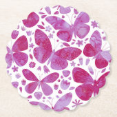 Butterfly Watercolor Magenta Pink Untersetzer (Vorderseite)