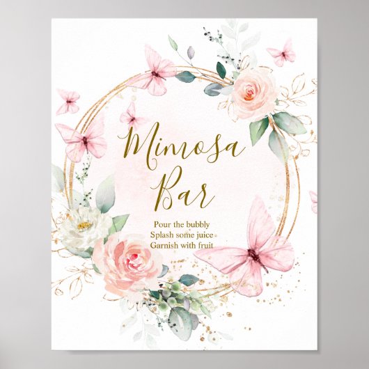 Butterfly Watercolor Mimosa Bar Poster (Vorne)