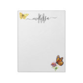 Butterfly Watercolor Monogram Name Notepad Notizblock (Rotiert)