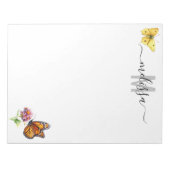 Butterfly Watercolor Monogram Name Notepad Notizblock (Vorderseite)