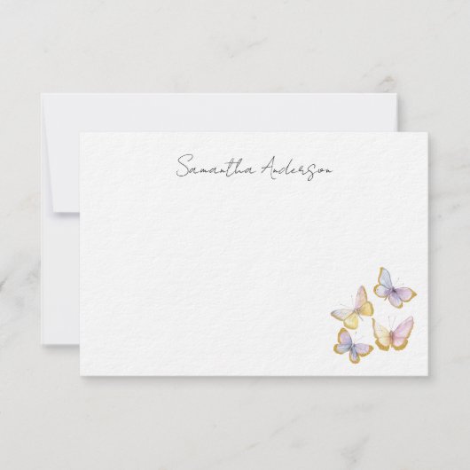 Butterfly Watercolor Personalized Flat Note Card Mitteilungskarte (Vorderseite)