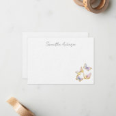 Butterfly Watercolor Personalized Flat Note Card Mitteilungskarte (Vorderseite/Rückseite Beispiel)