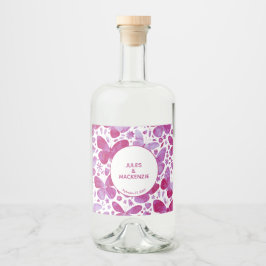 Butterfly Watercolor Pink Alkoholflaschenetikett