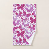 Butterfly Watercolor Pink Badhandtuch Set (Handtuch)