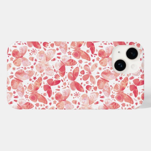 Butterfly Watercolor Pink Case-Mate iPhone Hülle (Rückseite (Horizontal))