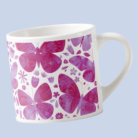 Butterfly Watercolor Pink Espressotasse