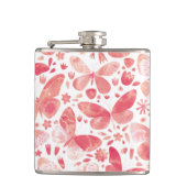 Butterfly Watercolor Pink Flachmann (Vorderseite)