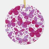 Butterfly Watercolor Pink Keramik Ornament (Vorne)
