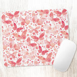 Butterfly Watercolor PInk Mousepad<br><div class="desc">Korallenrosa und weiße Schmetterlingsfarbe. Originelle Kunst von Nic Squirrell.</div>