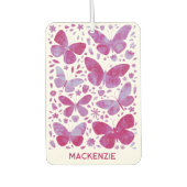 Butterfly Watercolor Pink Personalisiert Autolufterfrischer (Vorderseite)