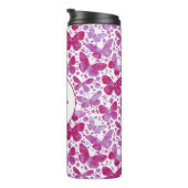 Butterfly Watercolor Pink Personalisiert Thermosbecher (Nach rechts gedreht)