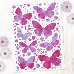 Butterfly Watercolor Pink Postkarte<br><div class="desc">Magenta rosa und weiße Schmetterlinge Aquarell Malerei. Originelle Kunst von Nic Squirrell.</div>