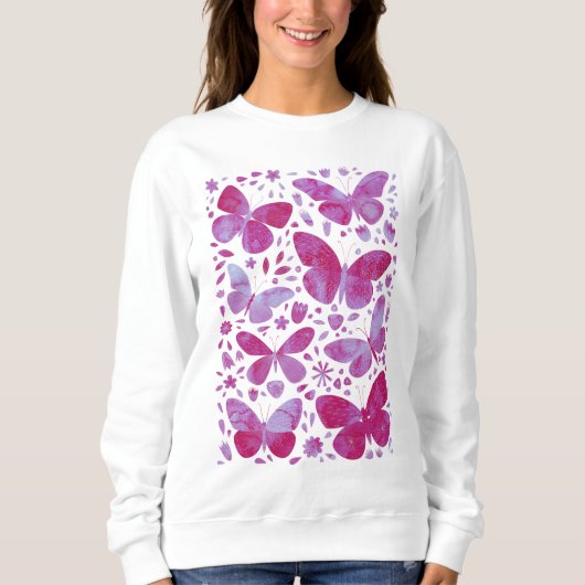 Butterfly Watercolor Pink Sweatshirt (Vorderseite)