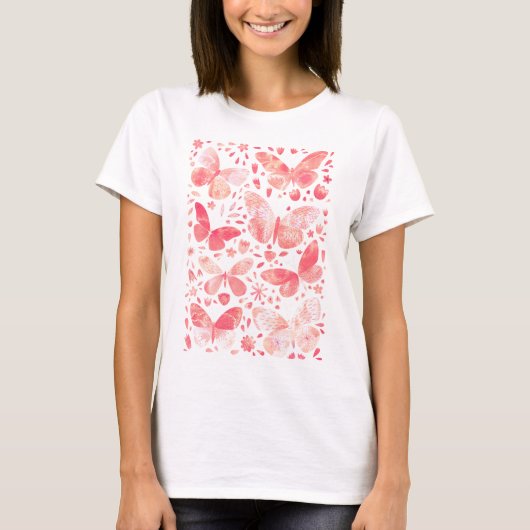 Butterfly Watercolor Pink T-Shirt (Vorderseite)