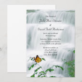 Butterfly & Waterfall Hochzeit Einladung (Vorne/Hinten)