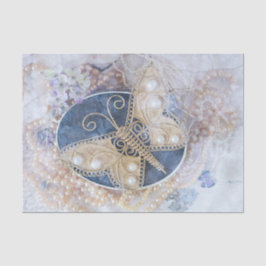 Butterfly Wedding Bridal White Gold Decoupage Seidenpapier