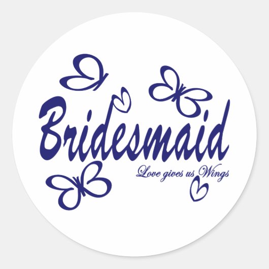 Butterfly Wedding/ Bridesmaid Runder Aufkleber (Vorderseite)