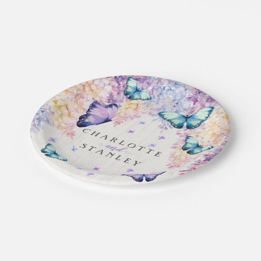 Butterfly Wedding Collection Papierplatte Pappteller (Schrägansicht)
