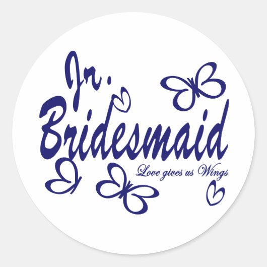 Butterfly Wedding/Jr.Bridesmaid Runder Aufkleber (Vorderseite)