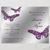 Butterfly Wedding Program Flyer Silver Lila Spar (Vorderseite)