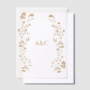 Butterfly Wedding Vellum Overlay Golden Pergament Einladungen