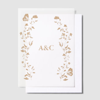 Butterfly Wedding Vellum Overlay Golden Pergament Einladungen